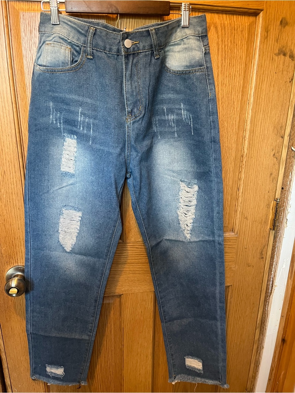 Slim Distressed Blue Women's Jeans - Casual Everyday Style